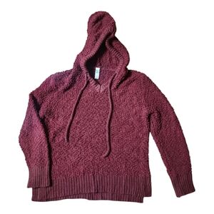 Green Tea Size Small Maroon Chenille Hooded Sweater SOFT